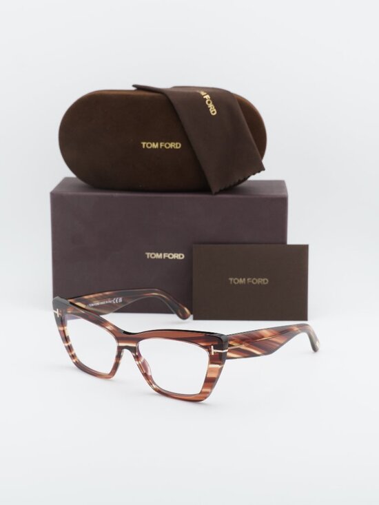 Tom Ford FT6026-B 054 Cat Eye Eyeglasses 56mm – Havana main image 4